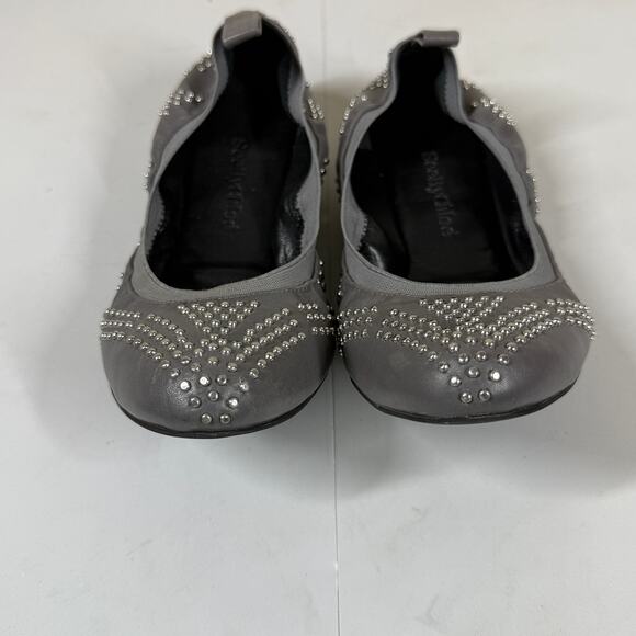See By Chloe Gray Leather Studded Ballet Flats Size EU 37 US 6.5 - Picture 2 of 7